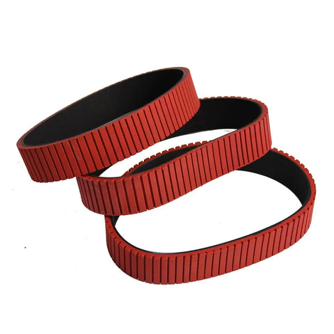 High Friction Red Rubber Drive Belt With Grooves For Fast Card Feeder And Auto Counter Machines, Built For Smooth Power Transmission, Stable Operation, Durable Conveyor Belt, Size 950-200-7mm red grooved belt