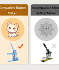 Comparison of compatible and incompatible button makers for 1.38 Inch Circle Paper Punch For Button Making, 35mm Die Cutter.