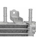 Heavy Duty Transmission Oil Cooler That Cools Engine Fast And Keeps Gearbox Happy With Tough Build Perfect Fitment For Toyota Highlander 2020-2022 Model Keep Fluid Temps Down And Protect Components From Damage During Operation. close-up of aluminum transmission oil cooler with dual hose fittings and mounting bracket