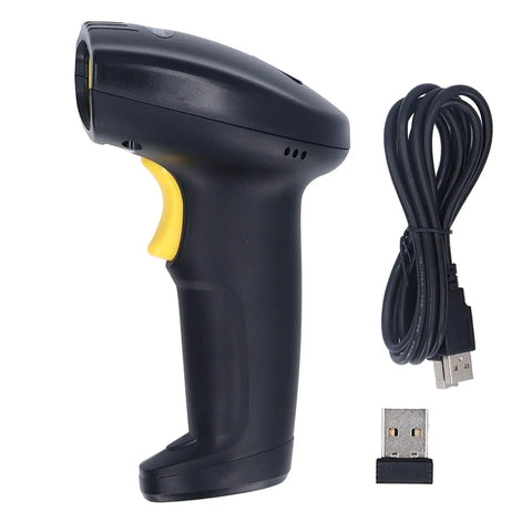 Wireless Barcode Scanner 1D 2D Handheld Reader with USB cable and adapter, ABS material, for supermarket delivery, plug and play