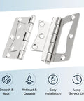 Front view of four stainless steel butterfly hinges with mounting screws for RV/mobile home interior doors.