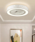 Low Profile Ceiling Fan With Light And Remote Control, Modern Flush Mount Smart Fan With 3 Light Color Modes, installed in ceiling
