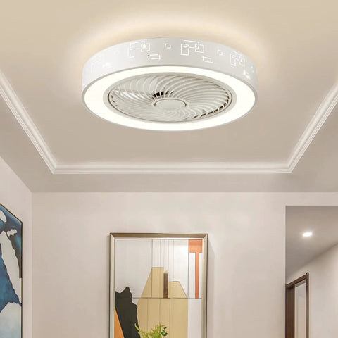 Low Profile Ceiling Fan With Light And Remote Control, Modern Flush Mount Smart Fan With 3 Light Color Modes, installed in ceiling