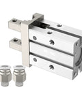 Parallel Pneumatic Gripper Claw With Magnetic 1 Inch Bore Mini Finger Air Cylinder Gripping Forcep MHZ2-25D shown with fittings