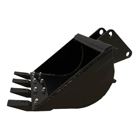 Towable Backhoe Bucket 16 Inch Heavy Duty Digging Attachment for Tough Jobsites, durable steel construction, side view