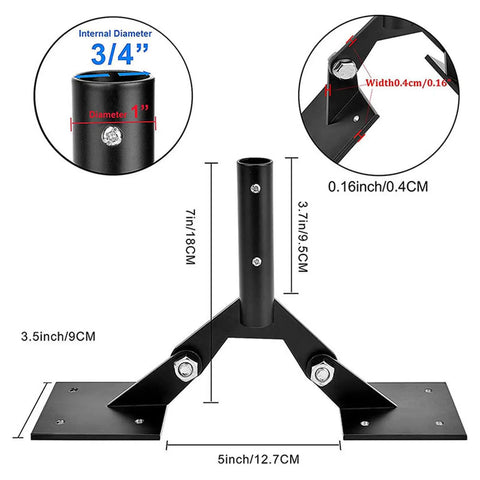 Adjustable Weather Vane Roof Mount Bracket For Weathervanes Fits Up To Three Quarter Inch Poles Carbon Steel Heavy Duty Kit