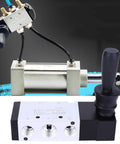 Five Port Three Position Pneumatic Manual Control Valve Easy Install With L Type Body For Air Systems 0 To 0.8 MPa Two Position Three Way Toggle Switch With Spring Return, showing ports and toggle switch detail.
