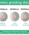 Emery grinding discs in three mesh sizes for Kickass Heavy Duty Wet And Dry Bench Grinder, 150mm diameter, ideal for metal polishing.