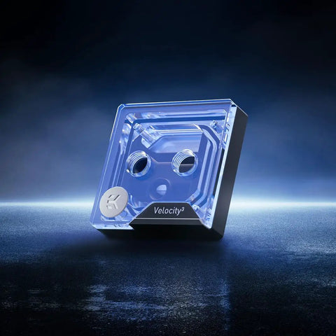 Velocity 3 CPU Water Block Plexi Top For AM5 And LGA 1700 And 1851 Beefy Cooling With Optimized Internal Geometry For Maximum Heat Transfer Perfect Fit For Serious Custom PC Builds, plexi CPU water block