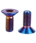 Front view of Top Notch Titanium Bolts 4 Piece Set M5 X 12mm Torx Head Countersunk Flat Burnt Blue Finish Grade 5 6Al 4V Alloy Fasteners.