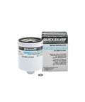 Water Separating Fuel Filter For Verado L6 Outboards - 10 Micron Replacement Element, shown with packaging box.