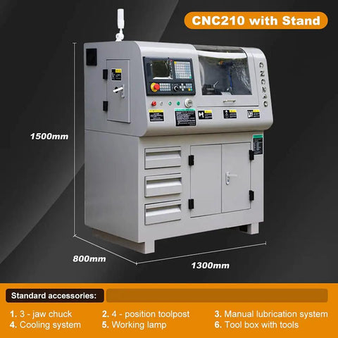 Heavy Duty Industrial Grade Mini CNC Lathe Machine Decked Out With Sturdy Stand And Smart Controller Auto Coolant Pump For Crushing Complex Turning Projects Like A True Shop Pro
