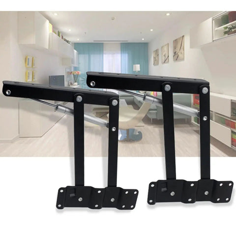 Two Piece Black Folding Spring Table Hinge For Lift Up Tables And Laptop Coffee Tables Heavy Duty Metal Hinge Hardware Roof Lift Mechanism and Support