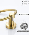 Gold Brushed Toilet Paper Holder And Towel Ring Set For Bathroom Wall Mount SUS304 Stainless Steel Detail View