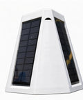 Heavy Duty Solar Hanging Enclosure For LoRa Nodes, white rugged plastic shell with solar panels, designed for outdoor use.