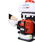 Gas Powered Backpack Sprayer And Cold Fogger With 51.7cc Engine And 14L Tank, showing adjustment of engine controls