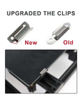 Tempered Glass 3D Printer Bed Upgrade 220x220x4mm With 4 Clips showing clip design comparison and installation