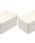 2-Pack Weatherproof Outdoor Junction Box Set, IP65 ABS Plastic Enclosures in Gray-White, 100x68x50mm, side-by-side on white surface