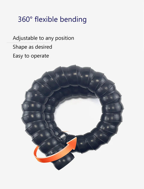 360 Degree Flexible Smoke Extraction Arm With Universal Joint Pipe For Welding Fume Removal, adjustable black arm coiled