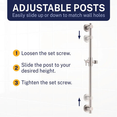 Solid Metal 27.5 Inch Shower Slide Bar System With Handheld Head And Hose Brushed Nickel Finish 2.5 GPM High Pressure Spray Wand installation guide