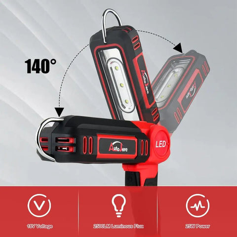 Cordless LED Work Light 2500 Lumens With Three Heads 2 Modes Milwaukee 18V Compatible No Battery Included Portable Inspection Light With Hook For Car Repair Shop Camping And Outdoor Use Beast Bright