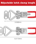 36 Pack Toggle Latch Clamps With Adjustable 330 Lbs Holding Power, showing adjustable lengths 3.5 to 4.2 inches, red handle