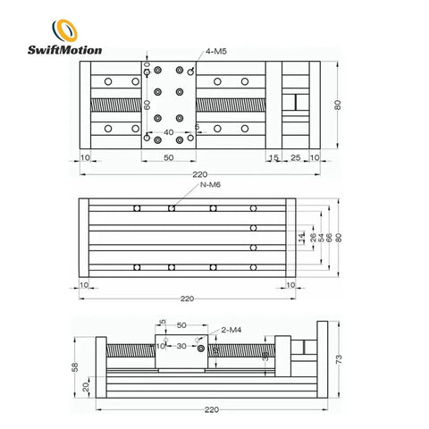 Technical drawing of Beefy Pro Grade Double Linear Rail Ball Screw CNC Slide Kit with 300mm stroke and NEMA 34 motor