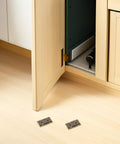 Double Acting Screen Door Hinges Made From Cold Rolled Steel, Heavy Duty And Easy Mounting For Room Dividers, Ideal For Living Rooms, Bedrooms And Studies, Built Tough Partition Hardware For Smooth Operation. Two steel hinges on wood floor
