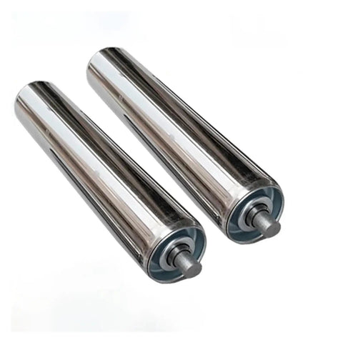 Heavy Duty 4 Pieces Stainless Steel Non Power Shaft Belt Conveyor Roller Kit with two smooth, rust-proof rollers.