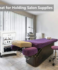 Rolling Salon Trolley Cart With Wheels And Two Open Trays Plus A Drawer Wooden Mobile Storage Station in spa setting