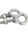 Top Shelf 304 Stainless Steel Eye Nut And Washer Set M3 M4 M5 M6 M8 with polished rings and threaded bolts for heavy duty lifting.