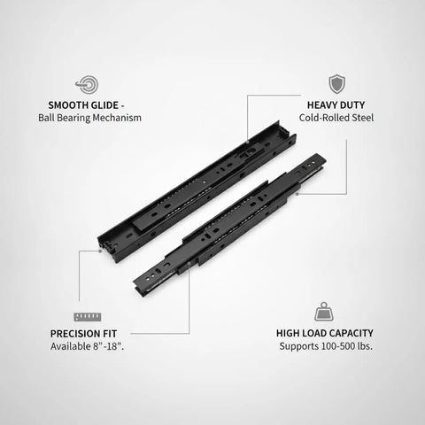 Upgrade Your Kitchen Cabinets And Office Drawers With Black Steel Ball Bearing Slides For Smooth Glide Bottom Mount Hardware 1 Pair