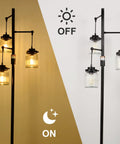 Industrial Farmhouse Floor Lamp With Three Glass Shades, Tall Standing Lamp With Dimmable Switch, Sturdy Black Base In On Off Mode