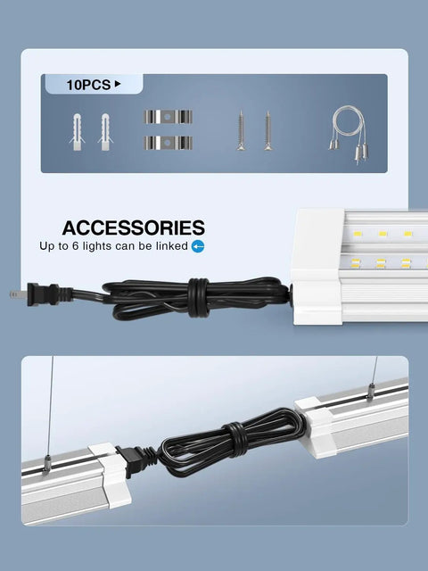 Installation accessories for Ultra Bright 60W 4Ft LED Shop Light 9000 Lumens 5000K Daylight Linkable Ceiling Lighting