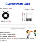 Diagram showing customizable size for sturdy aluminum shelf rail posts, 8mm diameter, for kitchen storage and display.