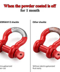 Comparison of electro-galvanized and untreated 3/4 Inch D Ring Shackles 2 Pack Heavy Duty Tow Recovery Shackle With 7/8 Inch Screw Pin 9,500 Lbs