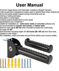 User manual for Tough Folding Grab Bars For Stairs And Doorways detailing installation, maximum load, and usage instructions.