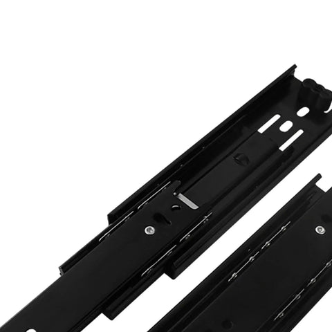 Close-up of Black 6 Inch Cabinet Drawer Slides Kit With Easy Installation Drawer Rails And Accessories For Smooth Quiet Sliding Durable Triple Track Design For Cabinets And Drawers