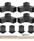 Tough As Nails 4Piece 3Way Corner Brackets Kit With Post Bases And Mounting Hardware, heavy duty metal connectors for pergola or shed.