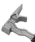 Close-up of 15 Inch All In One Demolition Tool With Pry Bar Hammer Chisel Wrecking Bar And Nail Puller, manganese steel head detail