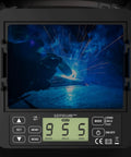 Display showing Flip Up 180 Degree Panorama Welding Helmet With True Color View Solar Powered Auto Darkening Hood in use