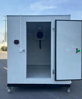 Heavy Duty Portable Blast Freezer Walk In Cold Room High Capacity Rapid Freezing System Mobile Commercial Industrial Food Storage Solution with open door and cooling unit visible.