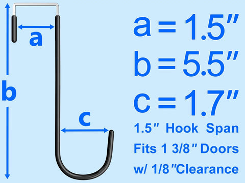 Heavy Duty Over The Door Steel Hooks 4 Pack Tough As Nails Rubber Grip Coating 5.5 Inch Length Fits Standard Interior Doors Quick Clip Setup Space Saving Game Changer Black