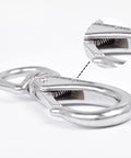 Close-up of Beefy Large Stainless Steel Swivel Snap Hooks 4.6 Inch Heavy Duty Boat Clips two pack, showing spring mechanism.