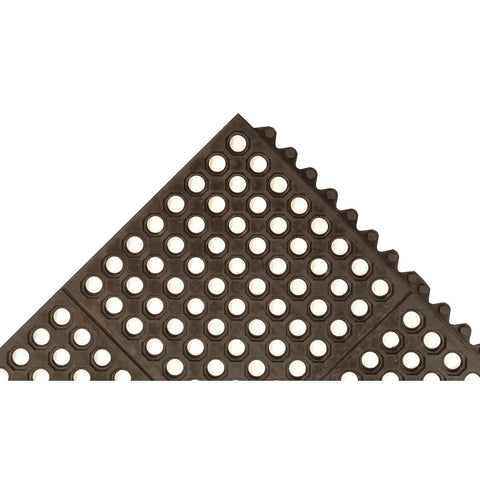 Corner view of T32 UltraMat Lightweight Modular Anti Fatigue Heavy Duty Drainage Mat, 3x3 ft, showing drainage holes.