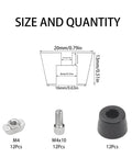 12 Piece Anti Vibration Rubber Feet Set With T Nut Screws And Wrench For 2020 Series Aluminum Extrusion 3D Printer Parts, 20mm x 13mm