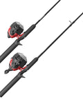 Two Pack Spincast Fishing Reels And Rod Combos With Five Foot Six Inch Two Piece Poles Size 30 And Size 40 Reels Right Hand Retrieve