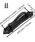 Vintage Black Sliding Barn Door Handle With Screws, Rustic Zinc Alloy Door Pull For Cabinets Gates Closets Sheds, Sturdy Metal Door Hardware 6.85 Inch Length, 5.4 Inch Hole Spacing shown with dimensions.
