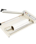 24 Inch I Bar Shrink Wrap Machine With Heat Gun For POF Film Sealing And Cutting, showing sealing bar and film roll setup.
