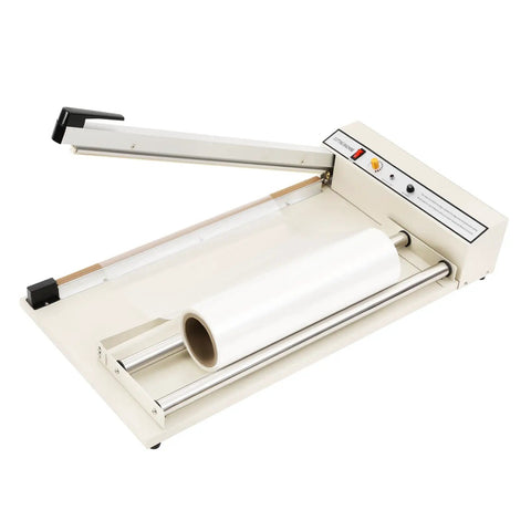 24 Inch I Bar Shrink Wrap Machine With Heat Gun For POF Film Sealing And Cutting, showing sealing bar and film roll setup.